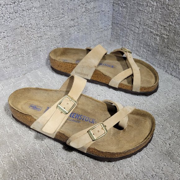 Birkenstock Mayari Size EU37 US L6M4 Natural leather Nubuck Soft Footbed Sandals - Picture 9 of 14